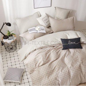 Сатиновое постельное белье Bella Villa B-0223 Бежевый, Евро