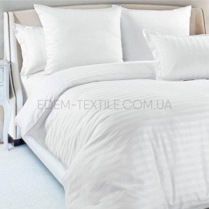 Белое постельное белье сатин в полоску Clasy Beyaz , Полуторный