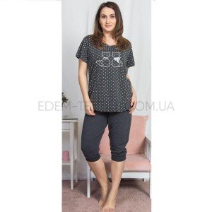 Пижама женская большого размера с капри Vienetta 0401 Графитовый, 1XL