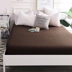 Сатиновая простынь на резинке хлопок Ярослав Шоколадный, 180х200