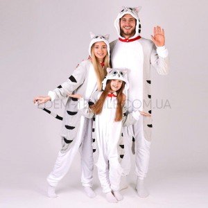 Детский костюм Кигуруми Кот Чи Tabby cat Серый, Рост 140