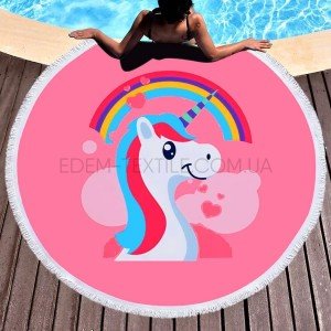 Подстилка круглая для пляжа Маленькая Единорожка , диаметр 150