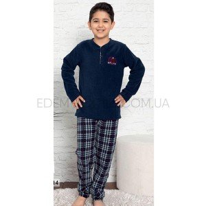 Пижама теплая флисовая для мальчика SNC 20055 Синий, Рост 116 (6 лет)