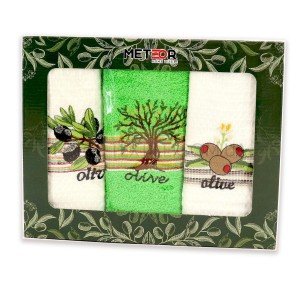 Кухонный набор полотенец в коробке Nilteks Olive , 50х70-3шт