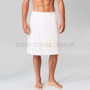 Белый Махровый килт для бани на липучке Ярослав ,