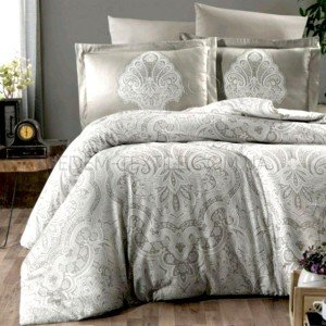 Постельное белье сатиновое Issihome Milena Beige , Полуторный