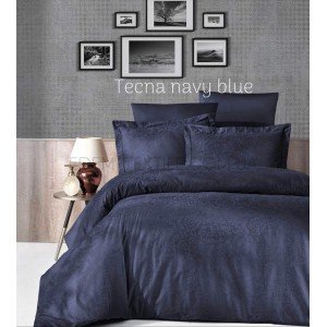 Постельное Белье сатин Жаккард Tecna Navy Blue , Евро