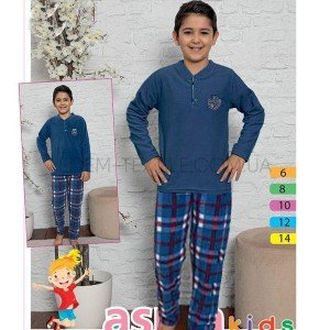 Флисовая теплая пижама для мальчика Asma 5034 Синий, Рост 116 (6 лет)