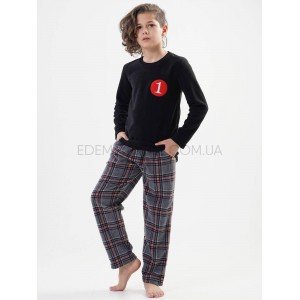 Флисовая пижама для мальчика Vienetta 0217 Черный, Рост 134-140 (9-10 лет)