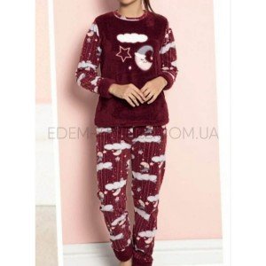 Теплая пижама на зиму для девочки Ночка 20303 Вишневый, Рост 116 (6 лет)
