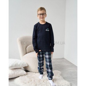 Пижама подростковая для мальчика Клетка 89916 Темно-синий, Рост 128-134 (8-9 лет)