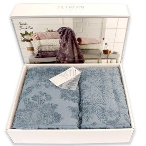 Набор полотенец жаккард Maison D'or Sanda Blue , 50х100-1шт,85х150-1шт
