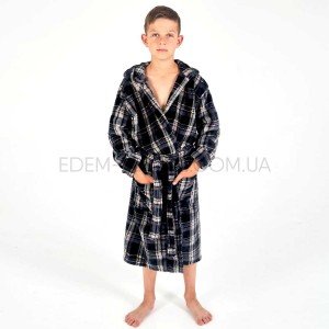 Халат для мальчика теплый с капюшоном 4000 , Рост 122-128 (6-8 лет)