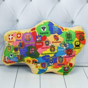 Патриотическая Подушка сувенир Карта України , 42х28