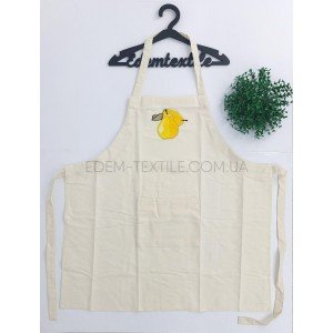 Льняной Фартук с нагрудником ТМ Ярослав Груша Кремовый, 73x68