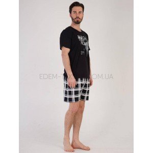 Трикотажный мужской костюм с шортами 6006 Черный, M