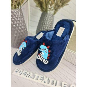 Тапочки для мальчика мягкие теплые детские Dino Темно-синий, 30/31
