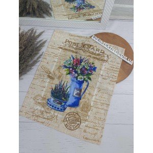 Кухонное полотенце Открытка с Букетом Рогожка , 45х60