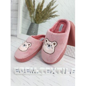 Тапочки домашние для девочки с медвежонком В006 Розовый, 30/31