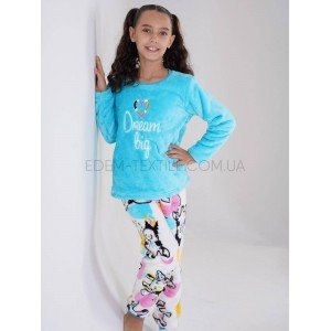Теплый домашний комплект для девочки Жирафки Голубой, Рост 134-140 (9-10 лет) Теплый домашний комплект для девочки Жирафки Голубой, Рост 134-140 (9-10 лет)