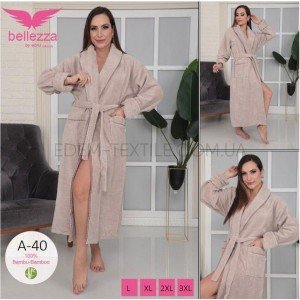 Однотонный женский халат Шаль Бамбук А-40 Какао, 3XL