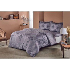 Постельное белье Турция Tac Corette Gri Сатин , Евро