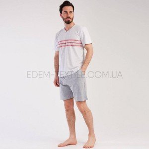 Трикотажная Мужская Пижама с шортами 212564 Серый, M