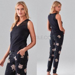 Пижама женская майка с брюками Rubina 5199 Черный, M