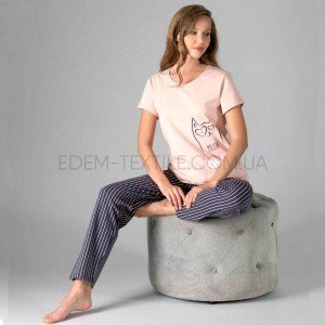 Пижама с коротким рукавом и штанами Rubina 5257 Персиковый, M