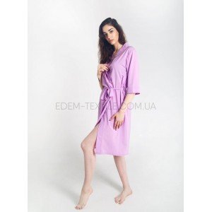 Домашний халат женский с поясом шелк сатин 107 Лиловый, S