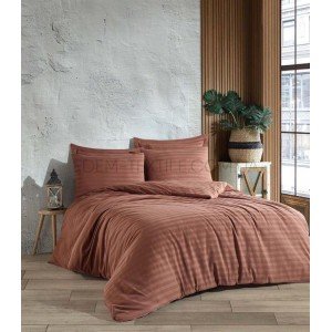 Постельное белье Сатин Страйп Altinbasak Cinnamon , Евро