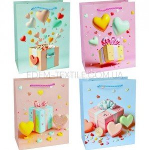 Пакет бумажный подарочный с ручками 525 , 18х23х10