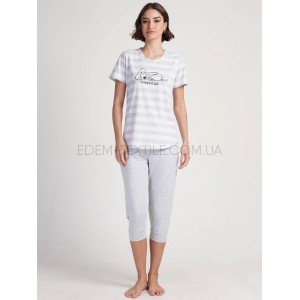 Комплект из футболки и капри для дома 312032 Серый, M Комплект из футболки и капри для дома 312032 Серый, M