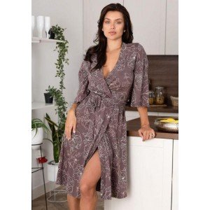 Элегантный трикотажный халат на запах 1223 Мокко, M