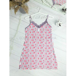 Ночная рубашка на бретели HNX Полоска Сердечки