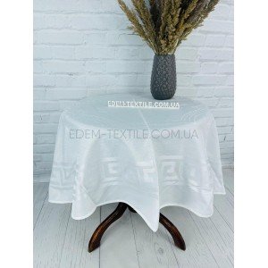 Белая круглая жаккардовая скатерть Mod 5 Белый, диаметр 160