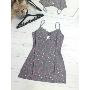 Ночнушка на бретелях хлопок с принтом Сердечки Ночнушка на бретелях хлопок с принтом Сердечки