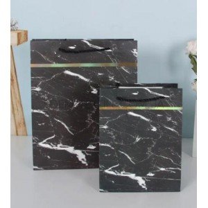 Пакет для упаковки подарка Черный Мрамор , 31x42x12