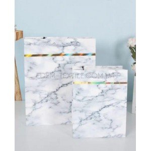 Пакет для подарка бумажный Белый Мрамор , 31x42x12