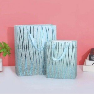 Пакет для упаковки подарка Линии на голубом , 31x42x12