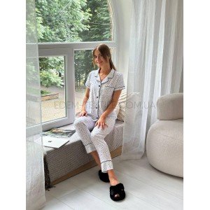 Комплект женский для дома рубашка и штаны 104 Белый, S