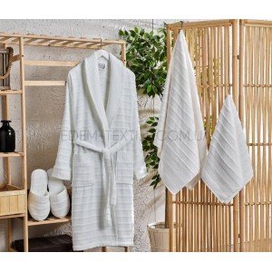 Халат в комплекте с полотенцами и тапочками Sikel Белый, One Size