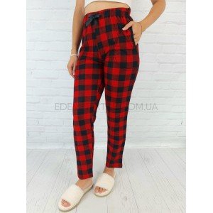 Женские штаны для дома Байка принт Клетка 490 Красный, S/M