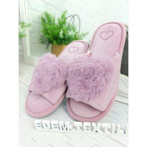 Тапочки открытые домашние Меховое Сердце 8834 Лиловый, 36 Тапочки открытые домашние Меховое Сердце 8834 Лиловый, 36