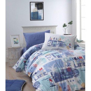 Комплект Постельного белье Issihome Summer Blue , Полуторный