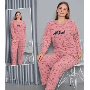 Теплая флисовая пижама Батал Облака 20582 Темно-розовый, 3XL Теплая флисовая пижама Батал Облака 20582 Темно-розовый, 3XL