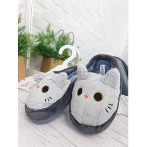 Тапочки детские теплые с ушками Котенок В009 Серый, 30/31