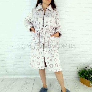 Женский халат Велсофт на молнии Звездочка Лиловый, 2XL Женский халат Велсофт на молнии Звездочка Лиловый, 2XL