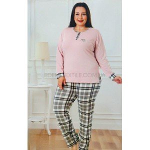 Пижама женская трикотажная с брюками Батал 6187 Розовый, 1XL