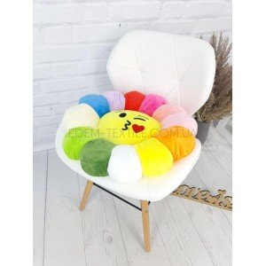 Яркая сидушка для стула Смайлик Эмоджи Поцелуй , диаметр 47